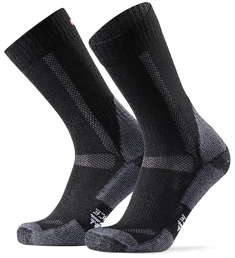 DANISH ENDURANCE Merino Wandersocken, Wollsocken, Merino Socken, Trekkingsocken, Atmungsaktiv & Stark gepolstert Arbeitssocken, Herren & Damen Schwarz 43-47