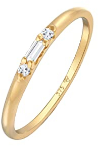 Elli Ring Damen Band Verlobung Baguette mit Topas Edelstein in 375 Gelbgold
