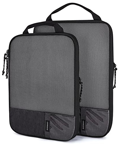 BAGSMART 2 Set Compression Packing Cubes for Travel, Lightweight Luggage Organizer Bags, Durable Space Saver Bags Travel Essentials