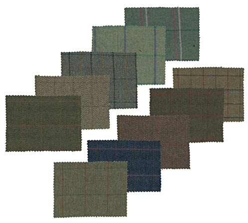Walker and Hawkes - Tela de tweed 60% lana a cuadros - Paquete de muestras (20 x 15 cm)