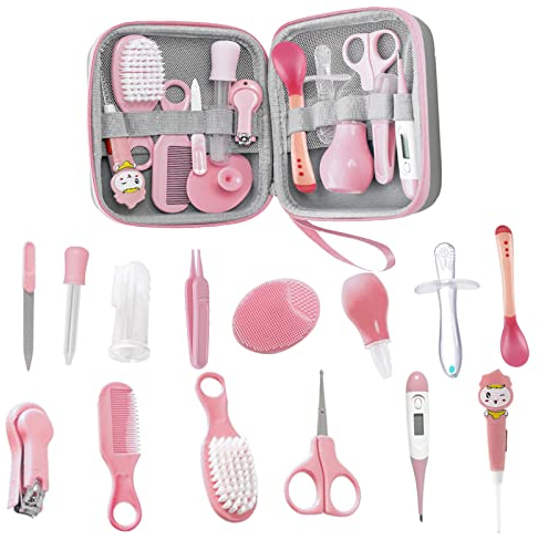 Holzsammlung Babypflege Set,14 teiliges Pflegeset Neugeborene, Baby Pflegeset Neugeborenen-Babypflegezubehör, Baby-Kulturtasche - Pflege-Set,für Kindergarten Neugeborene Jungenmädchen