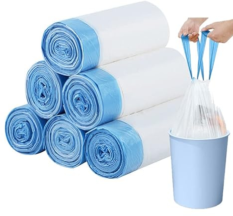 3 Rolls Bin Bags Bin Liners Drawstring Rubbish Bags - 15L Drawstring Handle Strong Tall Trash Bags Unscented Indoor Garbage Bags for Bedroom Kitchen Office（45x50cm）
