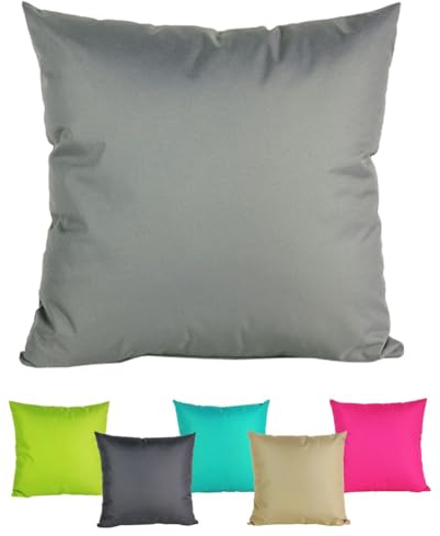 JACK 50x50cm Outdoor Lounge Kissen Dekokissen inkl. XXL-Füllung Wasserabweisend Sitzkissen Garten Stuhl Lotus Effekt, Farbe:Grau