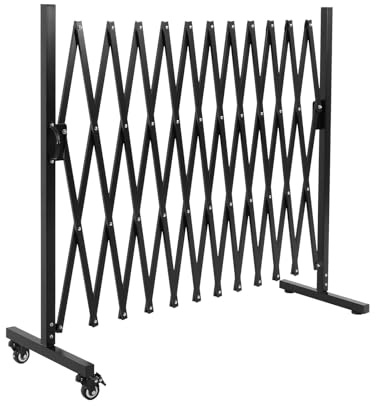 SMONTER Expandable Barricade Gate, 129 Metal Safety Barrier Gate with Casters, Accordion Garden Yard Fence Portable Dog Gates with Latch Indoor Outdoor