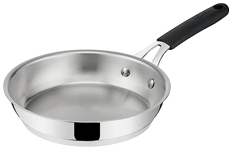 Lagostina Tempra Acciaio Padella Ø 28 cm in Acciaio Inox 18/10 con Fondo Lagotherm e Manico Ergonomico in Silicone, Padella per Induzione, Gas e Forno