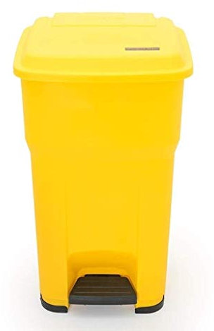 QINGANGS Mülleimer, großer Outdoor-Mülleimer, verdickter Mülleimer, Treteimer, Korridor, Hotel-Mülleimer, Innen-/Außen-Mülleimer, gelb, 55 l