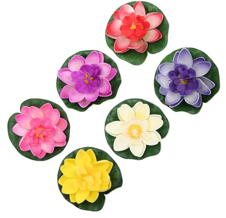 Lot De 6 Plantes Artificielles Pour Bassin, 6 Couleurs, Léger, Flottant, Décoration D'étang, Nénuphar, Bricolage, Fabrication De Nénuphar Artificiel Flottant, Nénuphar Artificiel Pour Décoration D'éta