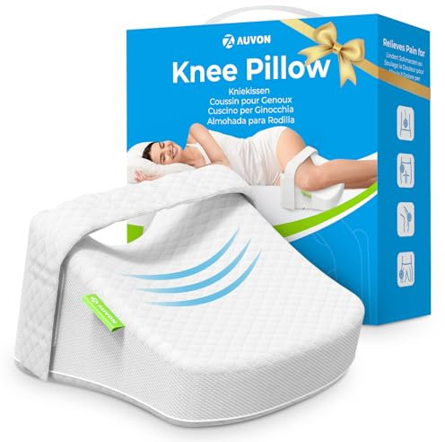 AUVON Kniekissen für Seitenschläfer für Komfortabler Schlaf, Beinkissen mit Memory-Schaum, atmungsaktiv, Lagerungskissen zur Unterstützung von Beinen, mit abnehmbarem Schultergurt