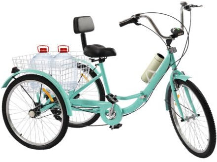 Queeucaer Dreirad für Erwachsene Dreirad 24 Zoll Fahrrad mit Korb 3-Rad Fahrrad für Erwachsene Erwachsene Dreirad 3-Rad Dreirad