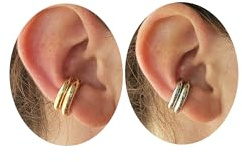 MelleFlarynsun Silver Ear Cuff Earrings for Women Chunky Gold Huggie Ear Cuff Silver Cartilage Cuff Earrings Non Piercing Small Thick Round Fake Earring Cuff