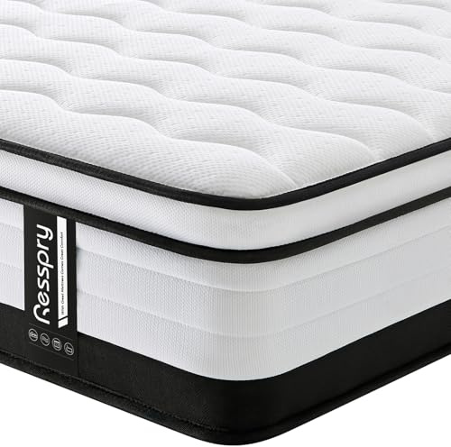 Resspry King Mattress 5FT, 10.6 Inch Memory Foam Sprung Mattress, Pressure Relieving and Cooling for Pure Comfort, Supportive Medium Firm Hybrid Mattresses, Eternal Collection (150x200x27cm)