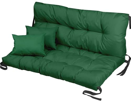 Ferocity Cojín de Banco para Silla de jardín, Impermeable, 120x80x50 cm, para Muebles de palé, Exteriores, Tumbona, cojín de Banco con Respaldo para Muebles de jardín, Verde [133]
