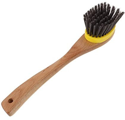 KOMBIUDA Wood Long Handle Cleaning Brush for Kitchen Non-Stick Oil Brush for Wok and Pot Cleaning Dish Bowl