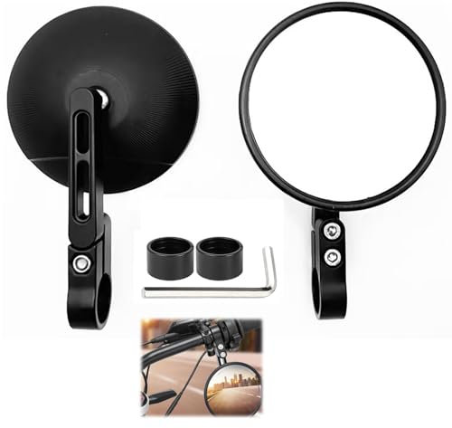 CNC Motorrad Spiegel E24 Geprüft CNC Lenkerendenspiegel E geprüft 360° Drehbar Supermoto Spiegel Kompatibel mit Meisten Motorrädern, ATV, MT07, Z750, CB125R, Z900, Scooter, Roller