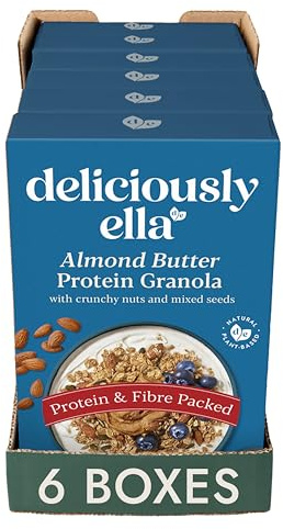 Deliciously Ella Almond Butter Protein Granola - 6 x 350g Boxes - Granola & Muesli - Protein & Fibre Packed, Gluten Free, Vegan Friendly