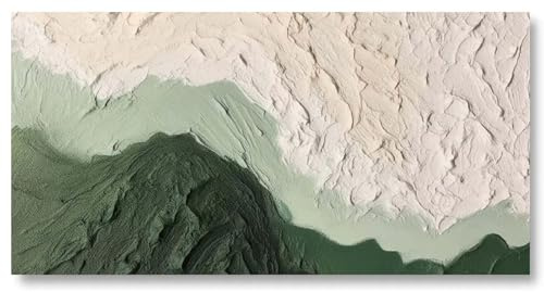 18meng Art Cuadros en Lienzo Arte Abstracto Minimalista Impresiones Artísticas Enmarcadas Imagen Estética Blanco Verde Tinta Pintura en Lienzo Decoración de Pared para Salón Dormitorio Imagen de Pared
