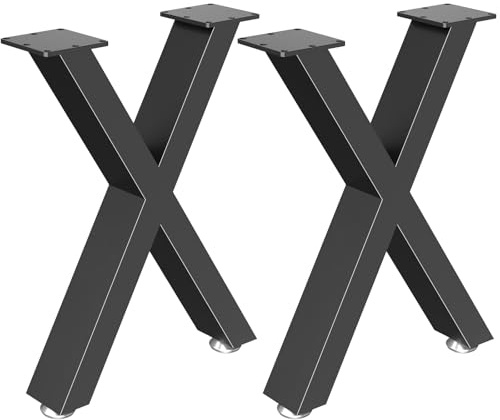 GUOHNHE Gambe per Tavolo in Acciaio, Set di 2 Industriale DIY per Base per Mobili, Può Sopportare un Carico di 500kg, Adatto per Panche, Tavolini da Caffè, X-Tipo, Nero, 42 x 30 x 8 cm, SGX001B