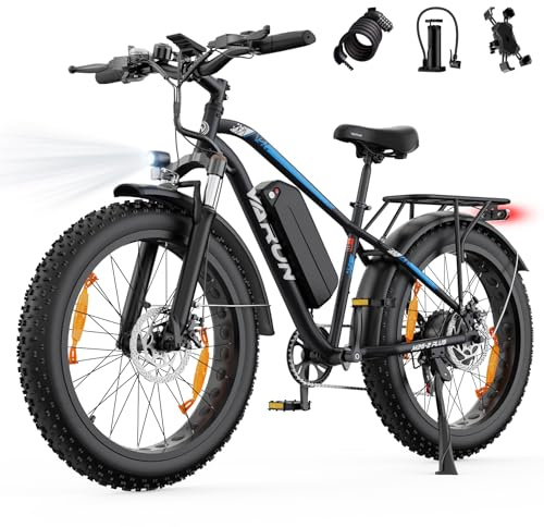 VARUN Bicicleta Electrica para Adultos, 26''*4,0 Fat Tire Bicicleta Eléctrica para Hombre/Mujer, 250W 48V 18Ah Bici Electrica de Montaña, Autonomía de hasta 150km, Ebike de 7 Velocidades, con Luces