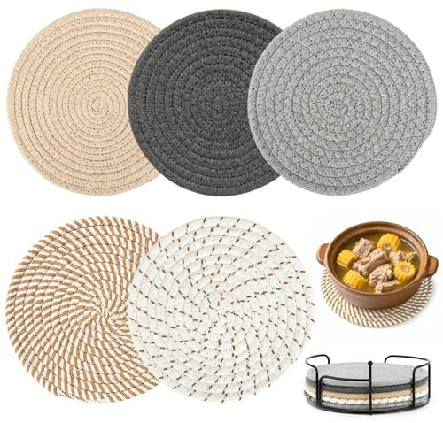 5 STK Topfuntersetzer Baumwolle 20cm, hitzebeständig, Küche