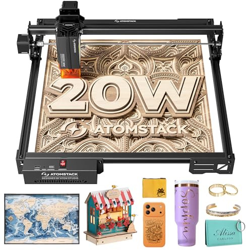 ATOMSTACK SWIFT A20 PRO V2 20W Laser Graviermaschine Gravurbereich:410×380 mm Laser Cutter Hochpräzisions-Laserschneider für Personalisierte Geschenke Holz Acryl Leder (SWIFT A20 PRO V2 20W Schwarz)