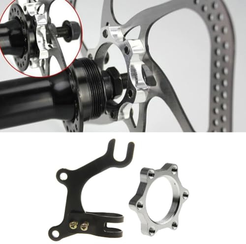 ReachMall Adattatore staffa freno a disco per bicicletta, alluminio CNC 20+48mm nero argento, rimontare bici ordinaria a freni a disco soluzione di montaggio