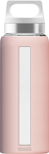 SIGG Dream Blush Trinkflasche (0.65 L), Schadstofffreie und Hitzebeständige Glasflasche, Auslaufsicher Mit Silikonhülle