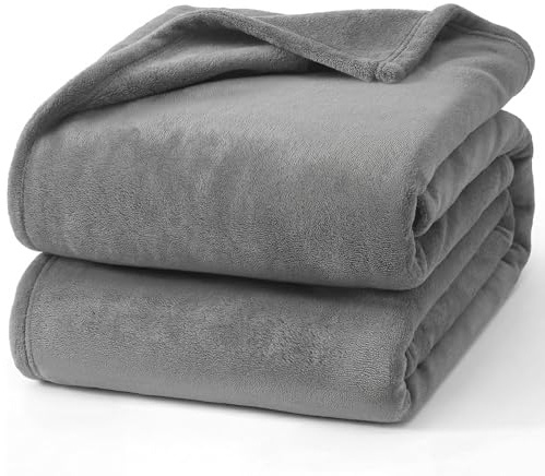 Hansleep Twin Grey Fleece Blanket, Soft Flannel Bed Blanket