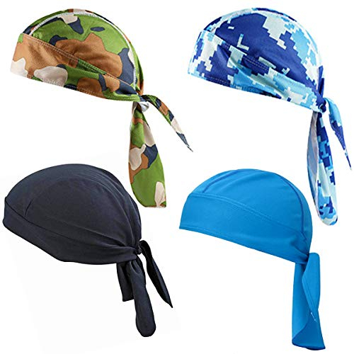 Senteen Bandana Cap Baumwolle - 4 Stück Atmungsaktiv Schnelltrocknend Kopftuch Camouflage Für Wandern Klettern Laufen Fahrrad