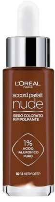 L’Oréal Paris Siero Colorato Accord Parfait, Per Pelle Rimpolpata e Idratata, Finish Naturale, Texture Leggera, Tonalità: 10-12 Very Deep, 30 ml