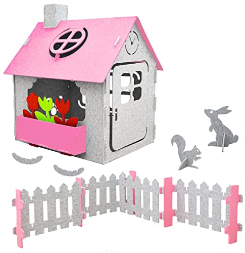 smalla Casetta per Bambini - 100% Feltro Riciclato - 110x100x124 Casa per Bimbi Interni ed Esterni