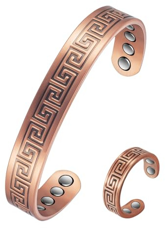 Bracciale magnetico vintage in rame puro da 19,1 cm per uomo e donna (set rame)