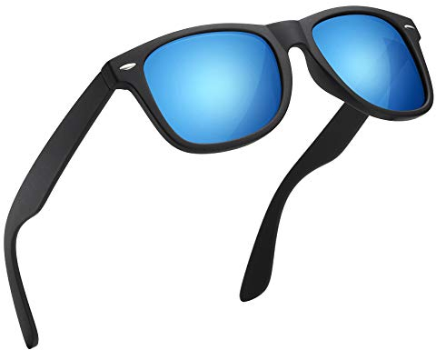 wearPro Sonnenbrille-Herren-Damen-Polarisiert-Rechteckig-Sonnenbrillen Unisex Retro Klassische Vintage Polarisierte Brille UV400 Schutz Classic Sunglasses Eckig für Fahren (3-schwarz Hellblau)