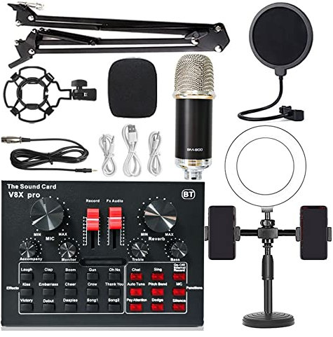 Attrezzatura per DJ per feste Telefono cellulare Attrezzatura di schede audio live v8 Set di schede audio live Set Condenser Microfono Mobile Phone Freat Creeding Set di attrezzature completa(3)