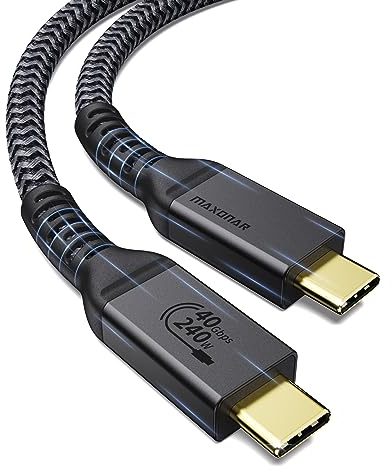 Maxonar Zertifiziert USB4 Kabel mit Thunderbolt 4 Kabel 1M,40Gbps Datenkabel,240W PD3.1 USB C Ladekabel,8K@60Hz 4K@120Hz HDR Videokabel, für iPhone 16/15, Galaxy, MacBook, SSD, Laptops, Monitor, Hub