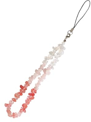 KGDUYC 1pcs Cadena dijes para teléfono Celular - Cadena teléfono Celular Grava Piedra Cristal Natural Colorida,Encanto teléfono Celular Pulsera Cordón teléfono Celular Cadena Cuentas Cadena(Rot+Rosa)