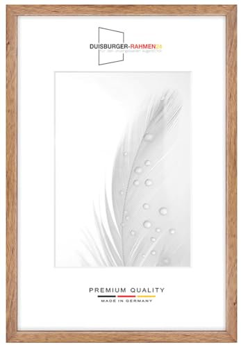 Holz Bilderrahmen Schmal 20 x 20 cm quadratisch in Eiche-Rustikal | inkl. bruchsicherer Anti-Reflex Kunstglasscheibe | Rahmen für Poster | Puzzle | Foto collage DR079