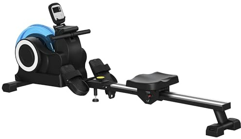 SPORTNOW Rameur à Eau d'appartement rameur d'appartement Pliable 6 Niveaux de résistance - capacité de Poids de 120 KG écran LCD Multifonction Support de Tablette