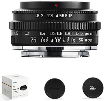 SGimage 25 mm F1.8-objektiv APS-C vidvinkel MF-objektiv för kameror med L-Mount | stor bländning, metallkonstruktion, lätt vikt 186 g