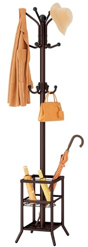 FAVOOSTY Perchero de Pie con Paragüero, Perchero con 12 Ganchos, Sala de Estar 185 cm de Alto, Perchero de Pie, para Salón, Dormitorio