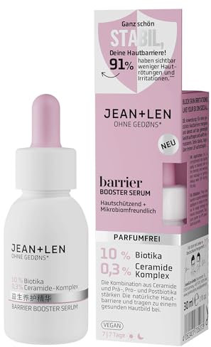 Jean & Len Barrier Booster Serum, ideal für jeden Hauttyp, unterstützt das Mikrobiom der Haut, sichtbar weniger Hautrötungen & Hautirritationen, parfümfreies Gesichtsserum, vegan, 30 ml