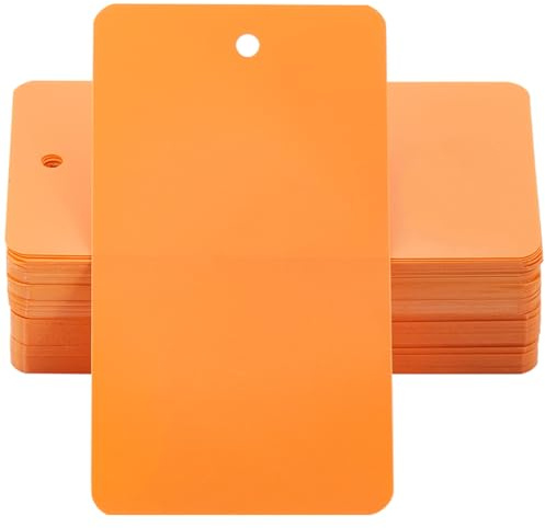 SOFPLATE 100 pieza de Etiquetas de Plástico En Blanco A Prueba de Agua de Color Naranja Etiquetas Rectangulares de 5 x 9cm para Envíos con Ojales para Identificación de Nombre Tarjetas