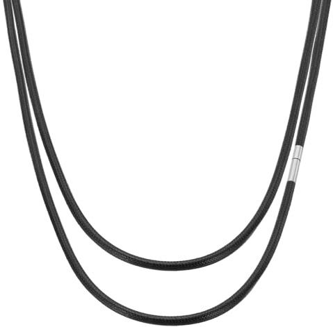 PATIKIL 24 Cordon De Collier En Cuir Tressé, 3mm/0.12 Cordon De Collier En Cuir Tressé Imperméable Avec Fermoir En Acier Inoxydable Pour Hommes Femmes DIY Pendentif Cadeau, Noir/Argent