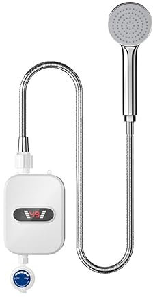 Chauffe Eau Instantané, Douche Portable Chauffante, 3500W, Affichage Digital De La TempéRature Par LED, Ensemble de Douche Thermostatique,IP4 Étanche,Pour Douche Salle De Bain Cuisine