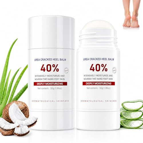 2 Stick Crema Piedi per Secchi Screpolati Tacchi e Piedi con 40% Urea, per Levigare la Pelle Ruvida e Dura, per Pelle Secca e Screpolata, Massima Forza, Facile da Portale