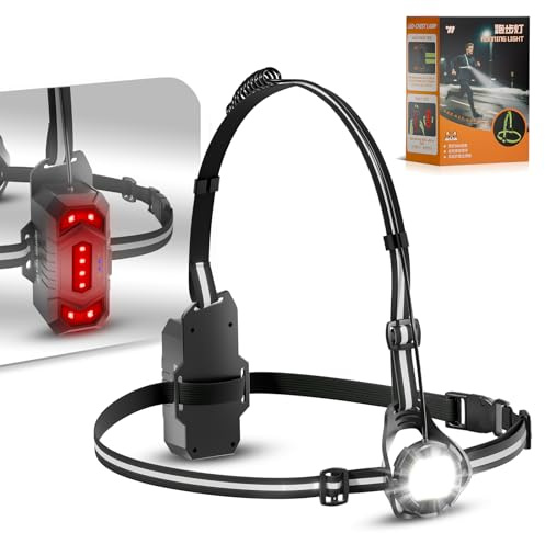 ICOCOPRO 500 Lumens Running Light, 120° Adjustable Angle Near/Far Beam Running Chest Light with USB-C Rechargeable, IPX4 Waterproof Body Torch with 360° Reflective Band for Jogging