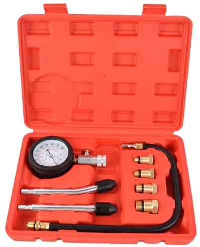 Frawacy Tester di compressione per benzina, misuratore di compressione con sonda e 4 adattatori M10 M12 M14 M18, misuratore di compressione di ricambio per auto, moto, camion, motore a benzina