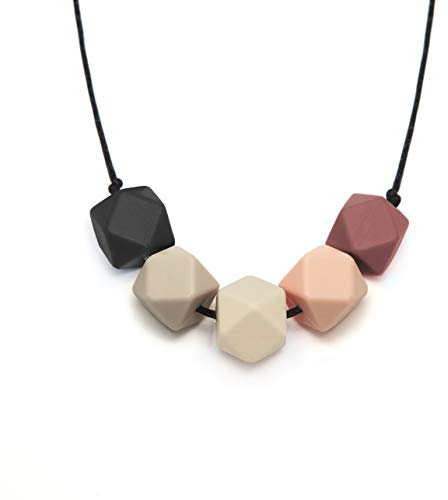 The Mama Era - neutral pink beige silicone necklace for Mums I Practical Jewellery | Stretchy, Lightweight & Stylish I New Mum gift I Breastfeeding Sensory fiddle necklace
