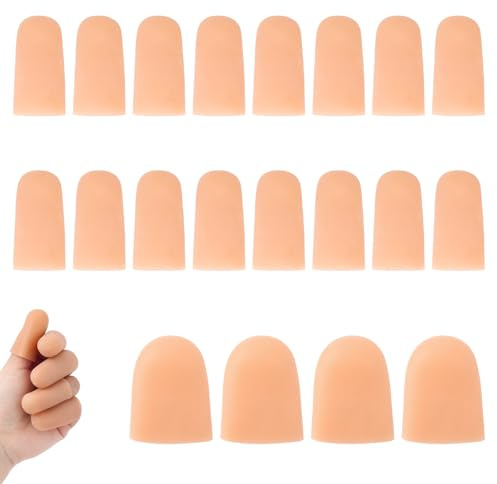 20pcs Finger Sleeve Protectors, Silicone Finger Tip Support Guard Reusable Fingertips Protection Cots