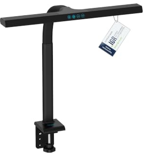 DIGITUS LED-skrivbordslampa – 1025 lumen – 50 cm bred – 7 W – svart | 1000 lux – 4-stegs färgtemperatur – dimbar – touch-kontroll – flexibel lamparm – klämfäste – dagsljuslampa