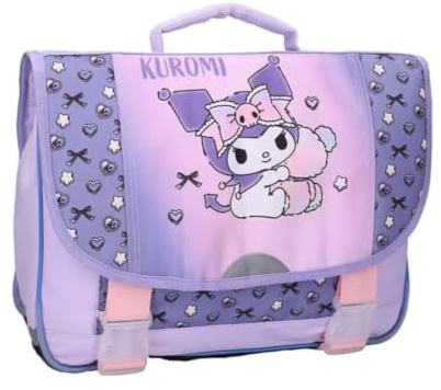 mybagstory | Cartable Kuromi | Double Compartiment | Violet 33x12x38 cm | Idéal école primaire CP-CE1 avec bandes réfléchissantes de sécurité et fermetures tucs robustes. Garantie 1 an.